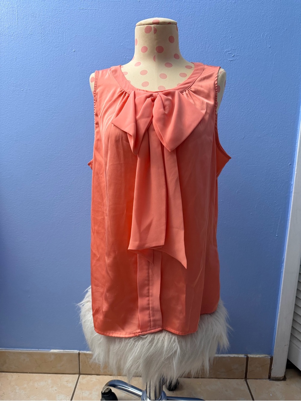 New York & Company Coral Bow-Front Sleeveless Camisole